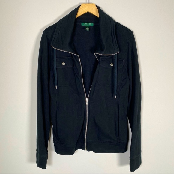 Lauren Ralph Lauren 100% Cotton Full Zip Up Basic Jacket Essential Size Large - Picture 1 of 5